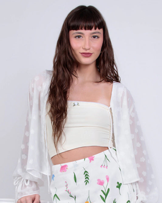 Top Faixa Chantilly - Amarelo manteiga