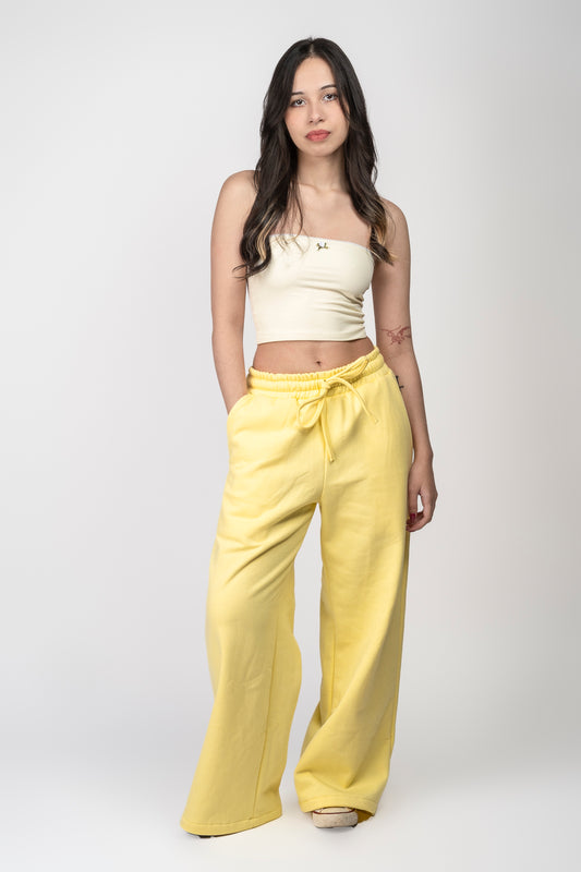 Calça Moletom Soltinha - Amarelo Manteiga